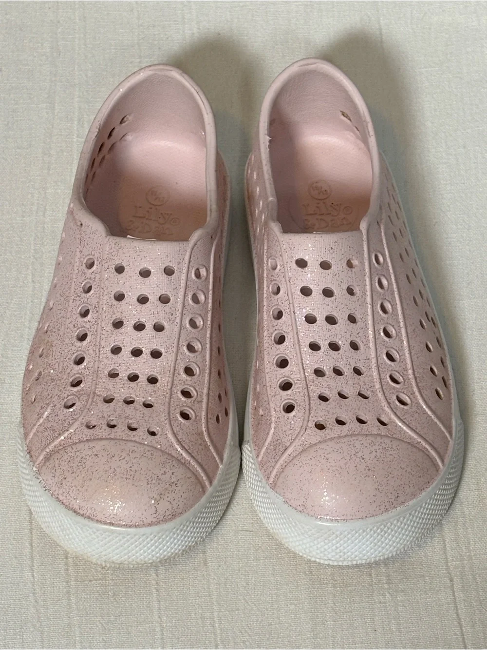 Lily & Dan Glitter Lightweight Slip On Water Shoes-Pink- Little Girls Size 11-12